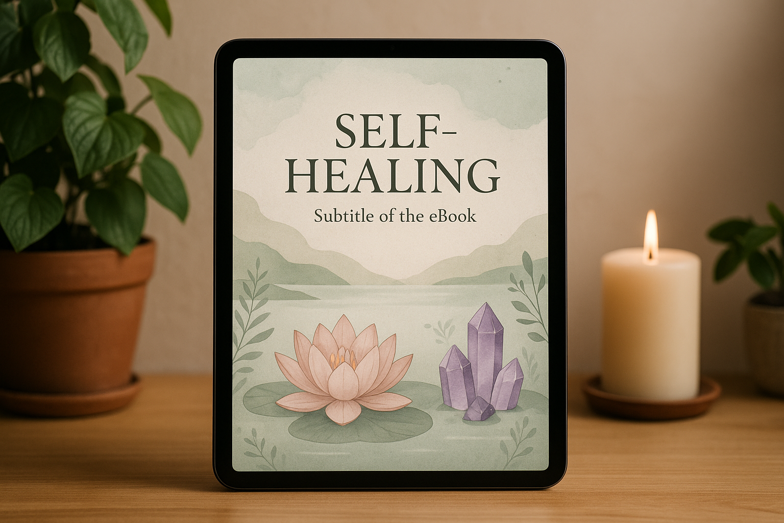 • 	A mockup of your self-healing eBook
• 	Or a cozy hoodie with an affirmation like “I am the first healed
